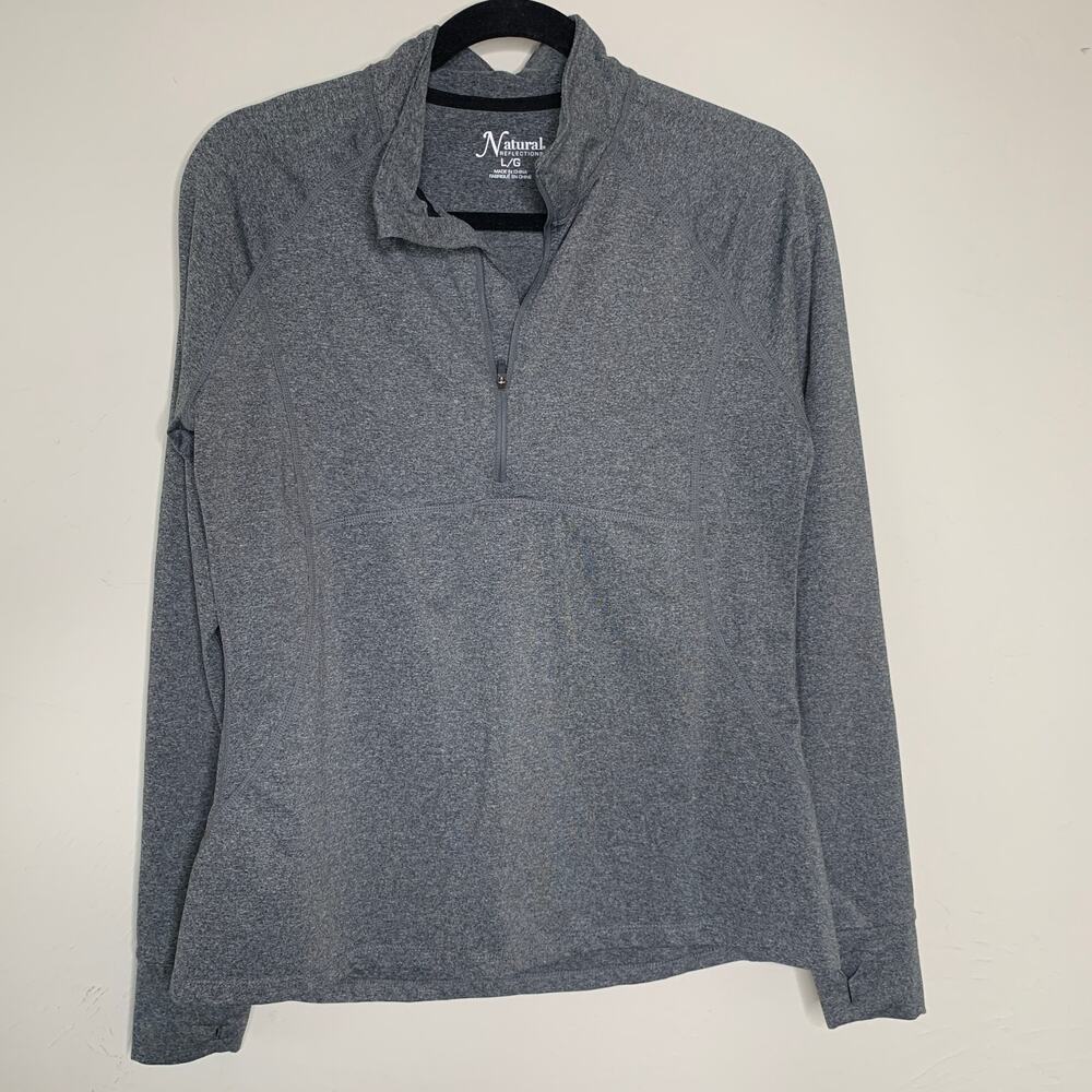 Natural Reflections Gray Popover Athletic Shirt Long Sleeve Sz Large - Picture 5 of 8